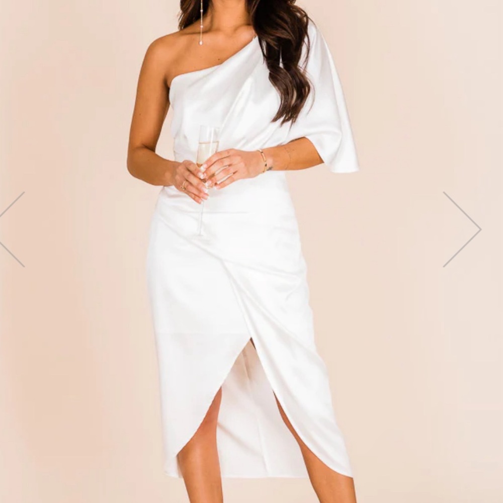 Darling Muse Ivory Satin One Shoulder from Pink Lily